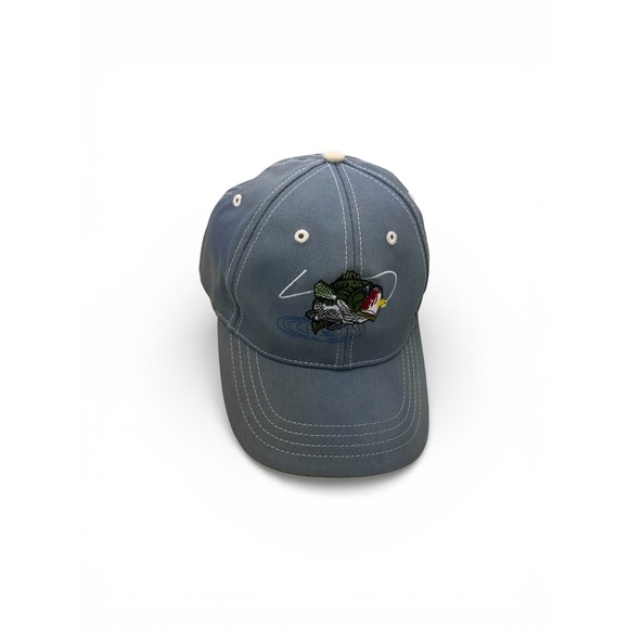 Unknown Other - Vintage Bass Fishing Embroidered Baseball Cap Blue Cotton Adjustable Hat OSFM
